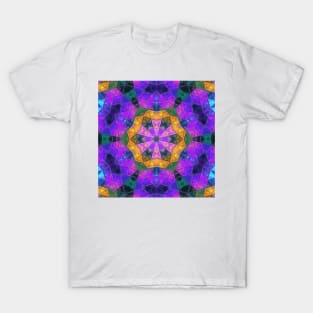 Glass Tile Kaleidoscope Purple Blue and Orange T-Shirt